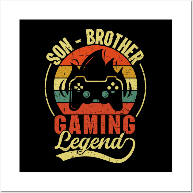 Son Brother Gaming Legend Gamer Gifts For Teen Boys Gaming Vintage Wall Art by Herotee